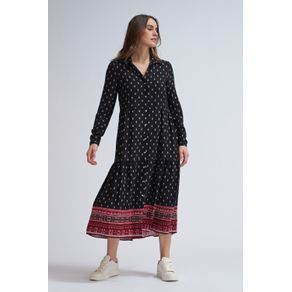 VESTIDO MANGA LARGA ESTAMPADO DE VISCOSA BAS MUJER VESTIDO ESTAMPADO VISCOSA: T XS