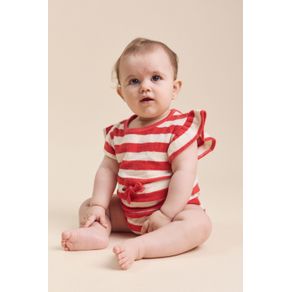 BODY VOLADOS TEJIDO DE RIZO RAYADO ROJO:12/18